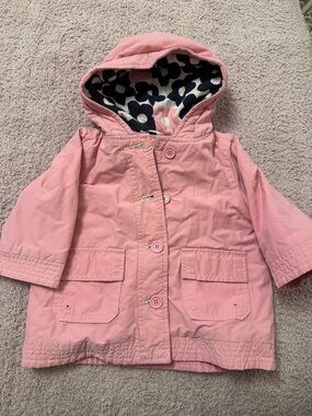Baby Gap Pink Hooded Jacket Floral Lined 6-12M